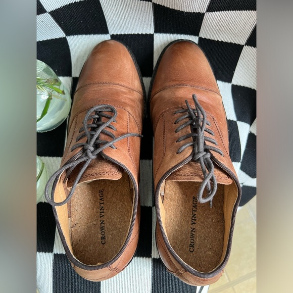 Crown Vintage Brown Leather Dress Shoes 9M - Picture 6 of 8